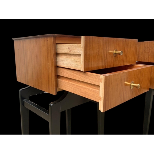 839 - A pair of Tola wood 2 drawer bedsides by Limelight. Mid century. Circa 1950’s. 36.5 x 34.5 x 65cm.