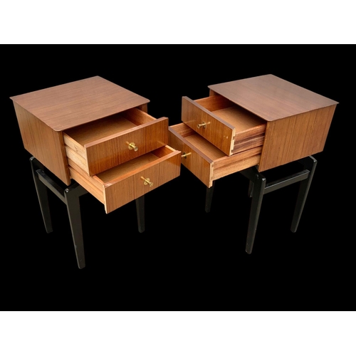 839 - A pair of Tola wood 2 drawer bedsides by Limelight. Mid century. Circa 1950’s. 36.5 x 34.5 x 65cm.