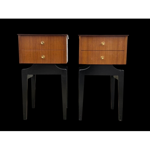 839 - A pair of Tola wood 2 drawer bedsides by Limelight. Mid century. Circa 1950’s. 36.5 x 34.5 x 65cm.