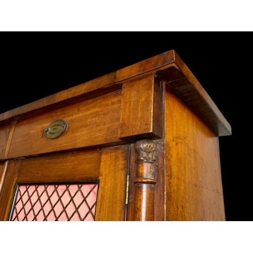 893 - A mid Victorian mahogany chiffonier cabinet with 2 drawers and bras mesh cupboard doors. Circa 1860.... 