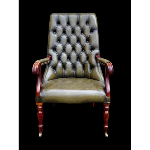 897 - A William IV style deep button leather armchair. 65 x 85 x 104cm.