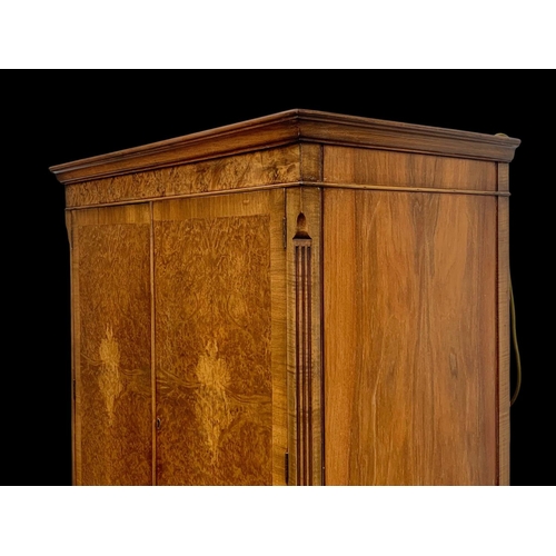 904 - An early Georgian style burr walnut cocktail cabinet, with 3 drawers and glass interior shelves. Cir... 