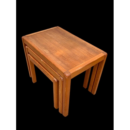 908 - A Danish teak nest of 3 tables. Mid century Denmark. Circa 1960-1970.