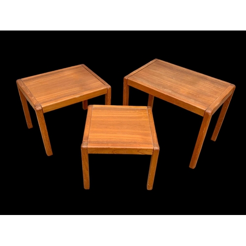 908 - A Danish teak nest of 3 tables. Mid century Denmark. Circa 1960-1970.