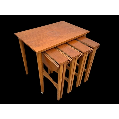 909 - Danish teak nest of tables designed by Poul Hundevad for Novy Domov Czechoslovakia. Mid century. Cir... 