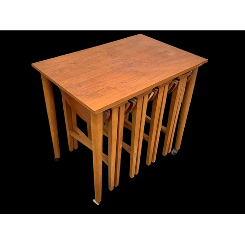 909 - Danish teak nest of tables designed by Poul Hundevad for Novy Domov Czechoslovakia. Mid century. Cir... 