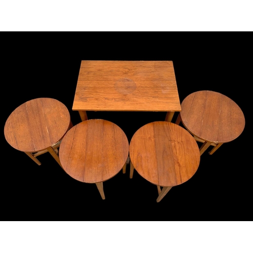 909 - Danish teak nest of tables designed by Poul Hundevad for Novy Domov Czechoslovakia. Mid century. Cir... 