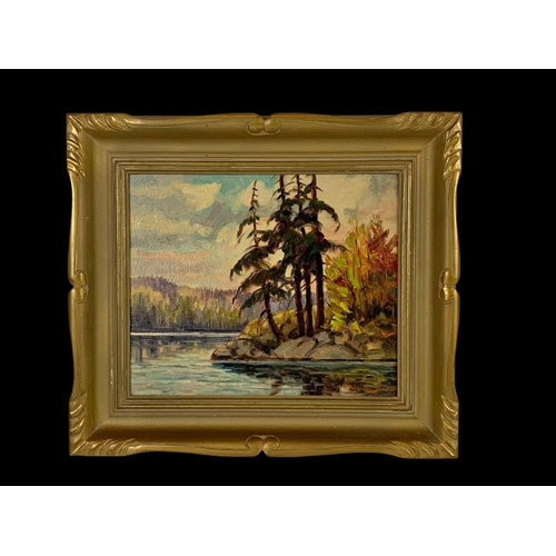 249 - An oil painting by James Miller “Quiet Evening, Eagle Lake” Ontario Canada. 1956. Painting measures ... 