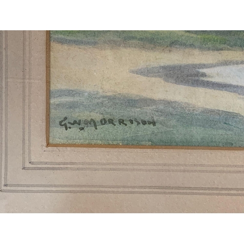 250 - A watercolour painting by G. W. Morrison. Scrabo from Strangford Lough. Painting measures 30 x 15cm.... 