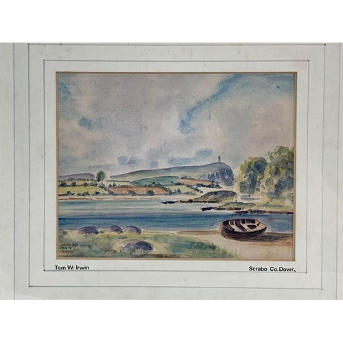 251 - 2 watercolour paintings by Tom. W. Irwin. Scrabo, Co Down and Blackhead, Co Antrim. 32 x 29cm includ... 