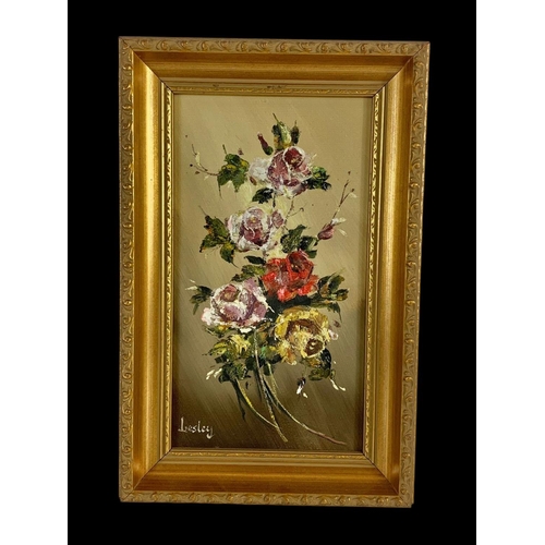 279 - 3 Still Life oil paintings. A. Lucas and Lesley. Largest frame measures 25 x 39.5cm