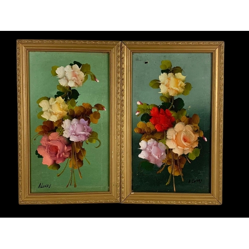 279 - 3 Still Life oil paintings. A. Lucas and Lesley. Largest frame measures 25 x 39.5cm