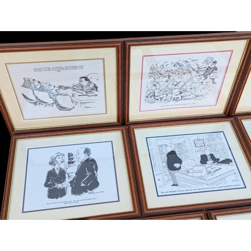 284 - Quantity of 8 framed cartoon prints, 35x30