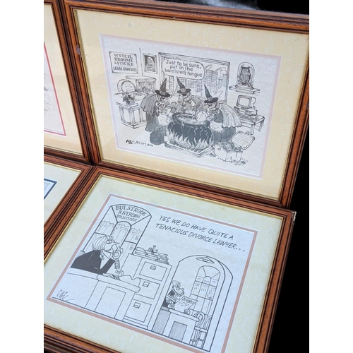 284 - Quantity of 8 framed cartoon prints, 35x30