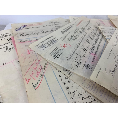 307 - A large collection of early 20th century Northern Irish/Belfast and other British company receipts a... 