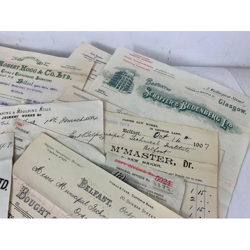 307 - A large collection of early 20th century Northern Irish/Belfast and other British company receipts a... 