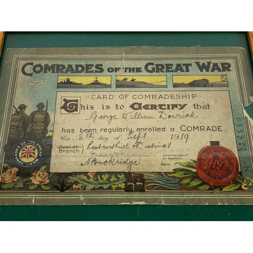 311 - A Comrades of The Great War certificate 1919. Frame measures 30 x 25cm.