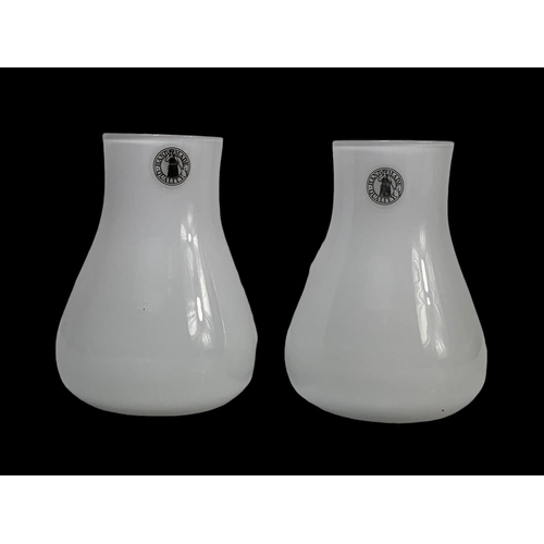 588 - A pair of hand made Pia Amsel Swedish Art Glass vases. IKEA. 12.5cm