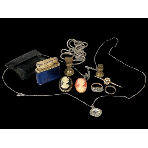 684 - A quantity of vintage costume jewellery and a vintage German lighter