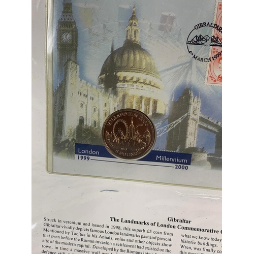 712 - 4 £5 coins with First Day Covers.