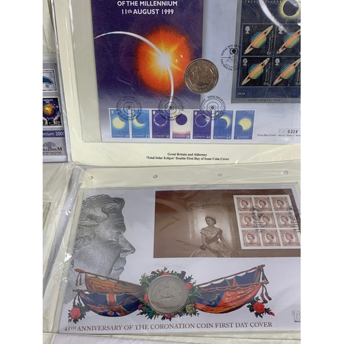 714 - 6 First Day Covers and Commemorative coin sets.