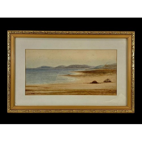 216 - A watercolour painting by J. White “Early Morning” Ballyholme Bay, Co Down. Dated 1889. Painting mea... 