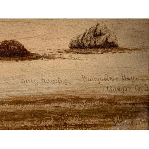 216 - A watercolour painting by J. White “Early Morning” Ballyholme Bay, Co Down. Dated 1889. Painting mea... 