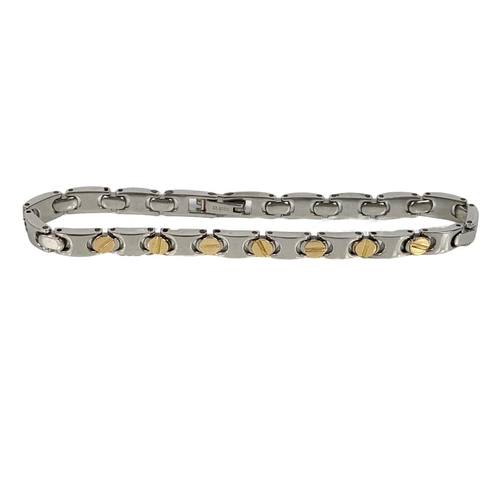 717 - Gents bracelet with 18ct gold studs