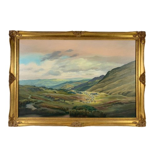 160f - A large oil painting by P. H. Marriner in a gilt frame. Painting measures 91.5 x 61cm. Frame measure... 