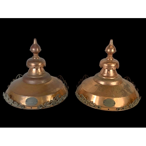 338 - A set of 3 large early 20th century copper light fittings. Reportedly from Belfast City Hall. 46 x 4... 