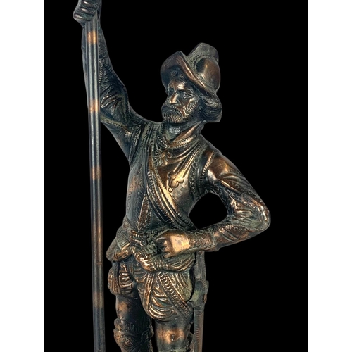 360 - A large 19th century spelter figure and a large 19th century copper punch bowl. Spelter figure measu... 