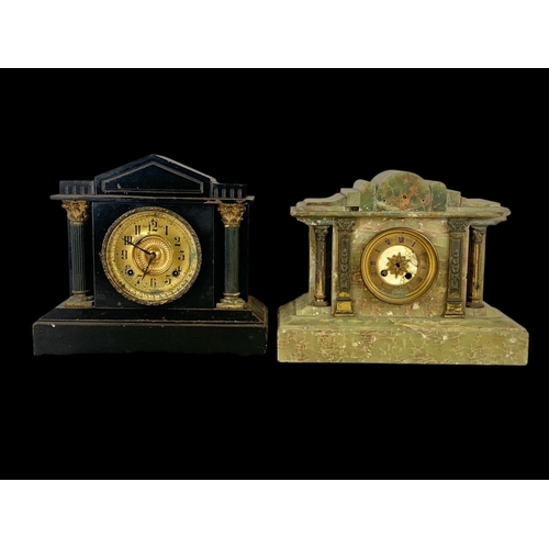 366 - 2 Victorian slate mantle clocks. 37.5 x 29cm