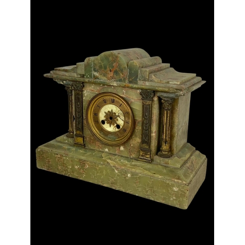 366 - 2 Victorian slate mantle clocks. 37.5 x 29cm