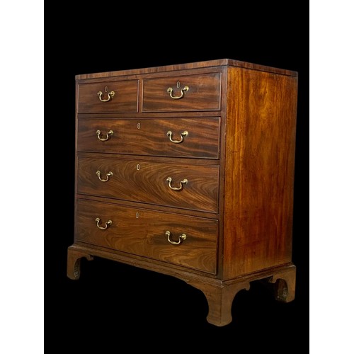 1028 - George III mahogany chest of drawers on bracket feet and brass drop handles.  Circa 1800.  93x48x98c... 