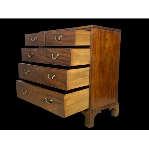 1028 - George III mahogany chest of drawers on bracket feet and brass drop handles.  Circa 1800.  93x48x98c... 