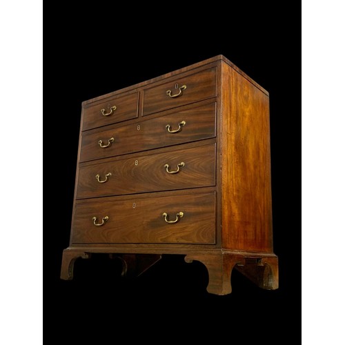 1028 - George III mahogany chest of drawers on bracket feet and brass drop handles.  Circa 1800.  93x48x98c... 