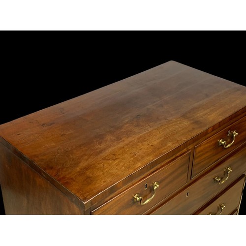 1028 - George III mahogany chest of drawers on bracket feet and brass drop handles.  Circa 1800.  93x48x98c... 