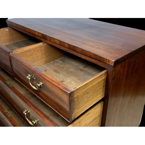 1028 - George III mahogany chest of drawers on bracket feet and brass drop handles.  Circa 1800.  93x48x98c... 