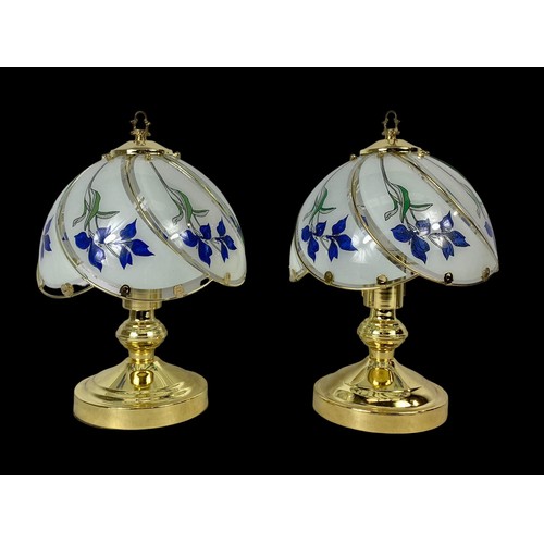 729 - A pair of brass lamps.  22x34cm