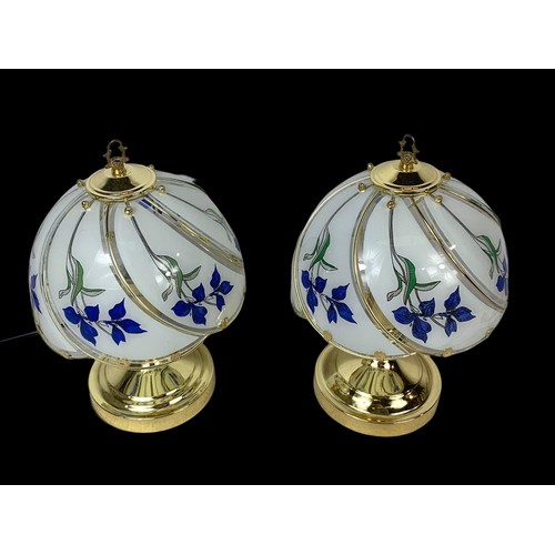 729 - A pair of brass lamps.  22x34cm