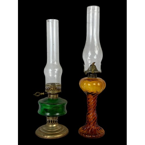 730 - 2 vintage oil lamps.