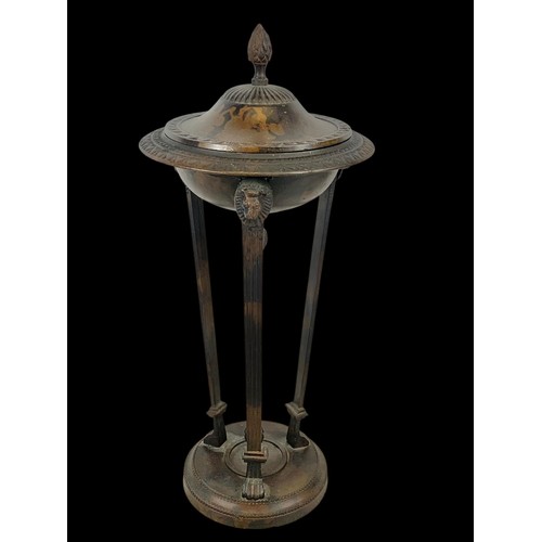 503a - A sundry lot of wooden ornaments and a bronze style Neo Classical urn with lid.  31cm