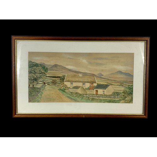 208s - 2 watercolour paintings by R. Munn.  Paintings measure 54x26.5.  Frame measures 70x42cm