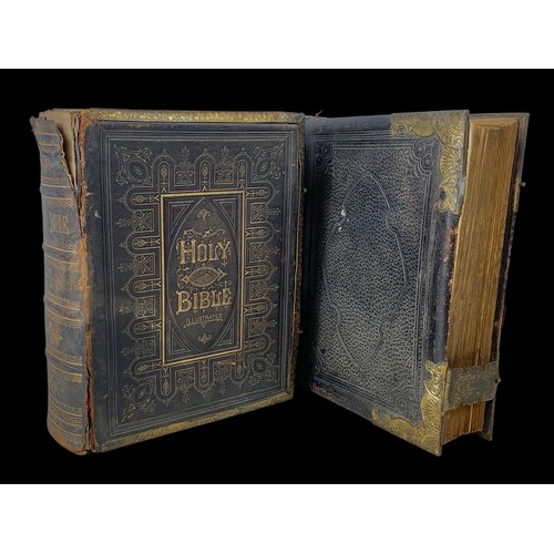 208T - 2 large 19th century Holy Bibles.  26x32cm