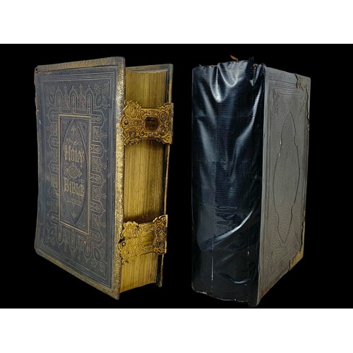 208T - 2 large 19th century Holy Bibles.  26x32cm