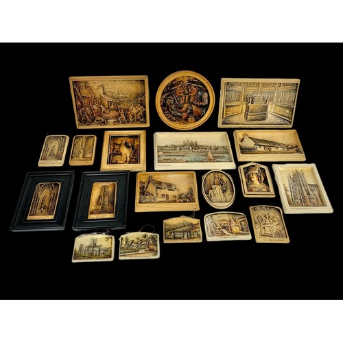 98b - A collection of early 20th century plaster plaques of famous people and buildings etc. Largest plaqu... 