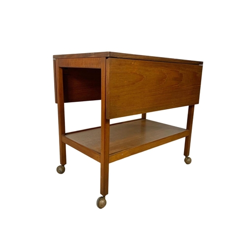 1170 - Teak mid century drop-leaf serving trolley, 46cm x 71cm x 66cm