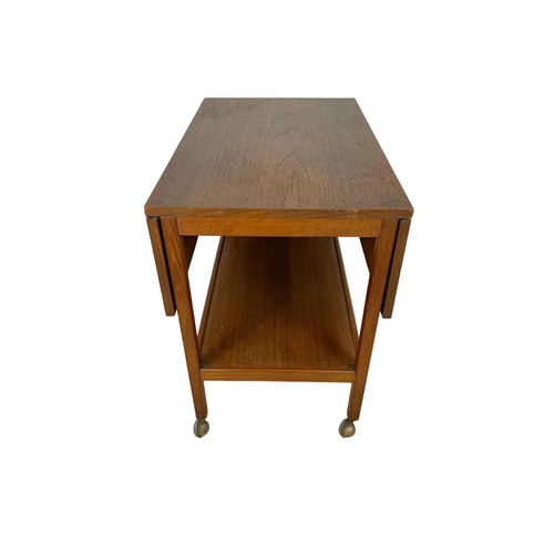 1170 - Teak mid century drop-leaf serving trolley, 46cm x 71cm x 66cm