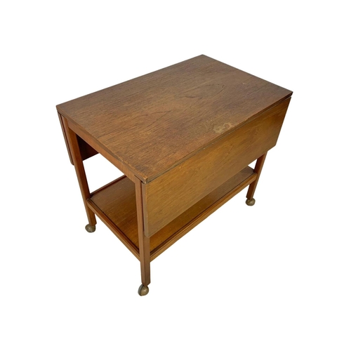 1170 - Teak mid century drop-leaf serving trolley, 46cm x 71cm x 66cm