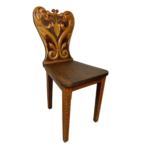 1171 - Victorian carved back hall chair.